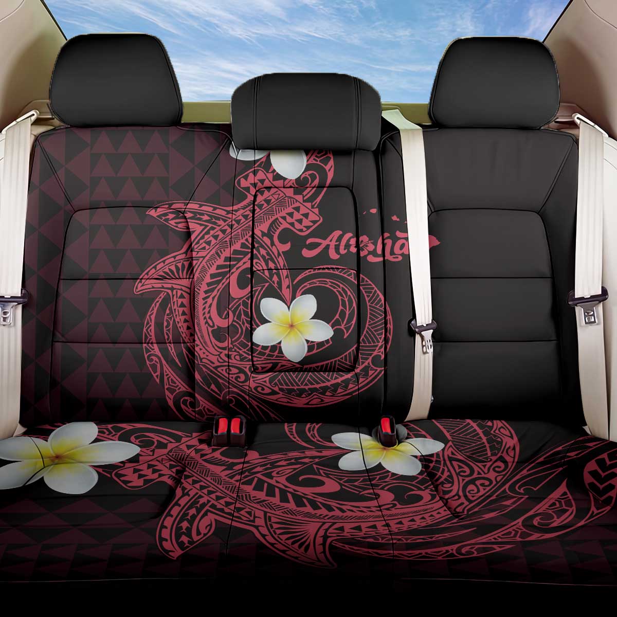 Aloha Hammerhead Shark Back Car Seat Cover Feverish Pink Hawaiian Kakau Tribal Tattoo LT9 One Size Pink - Polynesian Pride