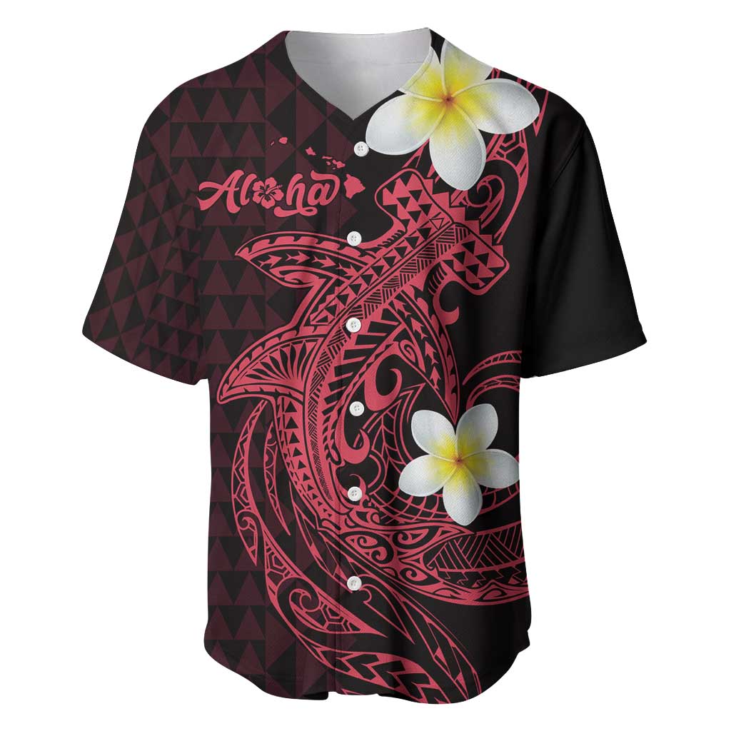 Aloha Hammerhead Shark Baseball Jersey Feverish Pink Hawaiian Kakau Tribal Tattoo LT9 Pink - Polynesian Pride