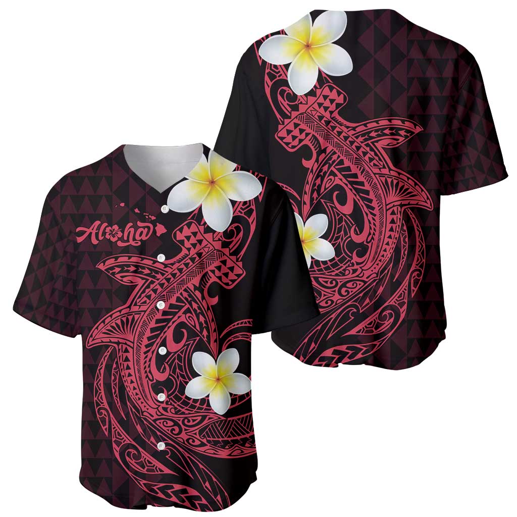 Aloha Hammerhead Shark Baseball Jersey Feverish Pink Hawaiian Kakau Tribal Tattoo LT9 - Polynesian Pride