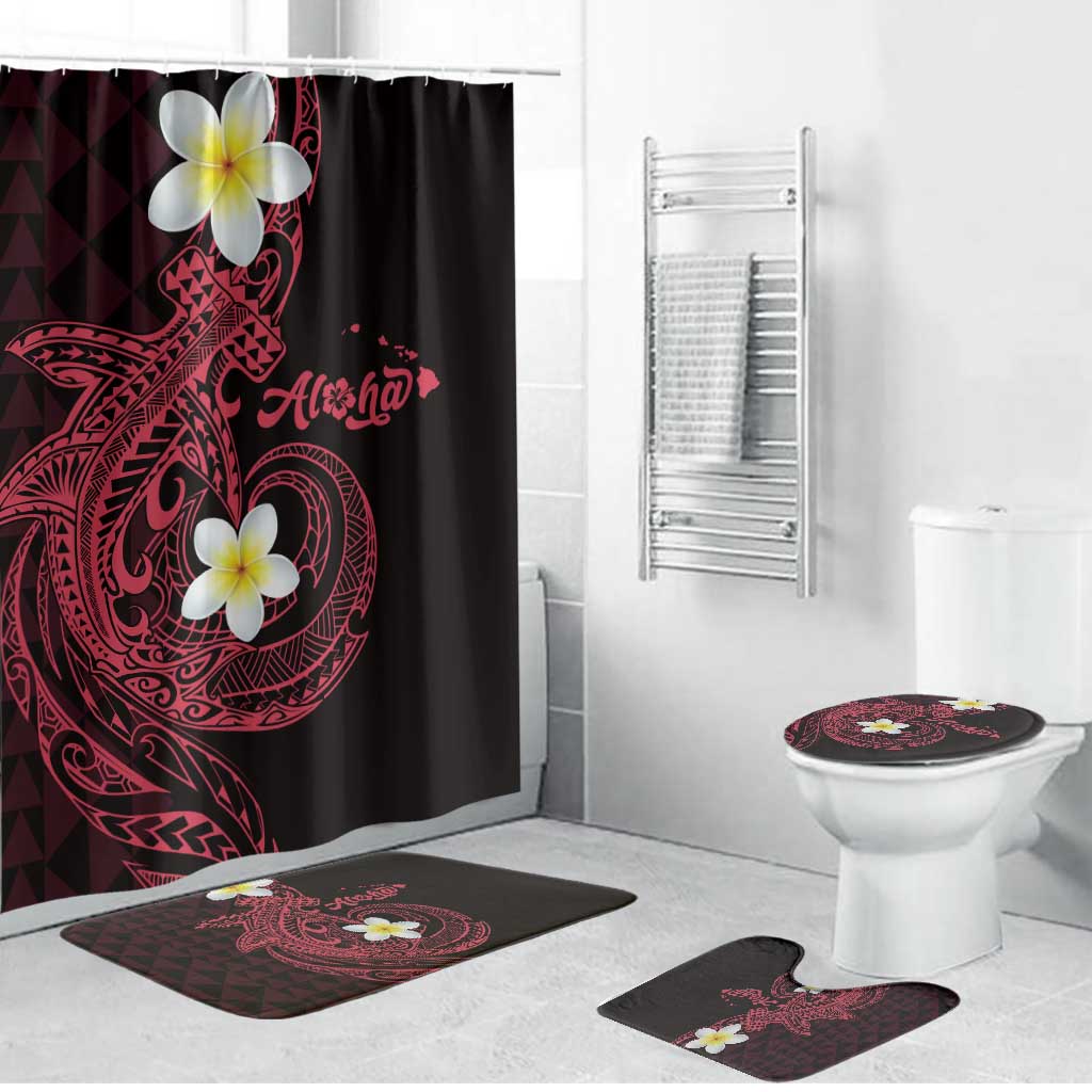 Aloha Hammerhead Shark Bathroom Set Feverish Pink Hawaiian Kakau Tribal Tattoo LT9 Bathroom Set (4 pcs) Pink - Polynesian Pride