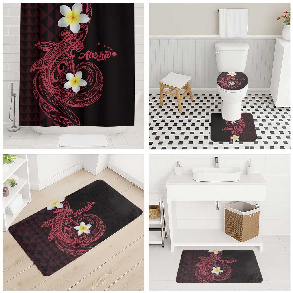 Aloha Hammerhead Shark Bathroom Set Feverish Pink Hawaiian Kakau Tribal Tattoo LT9 - Polynesian Pride