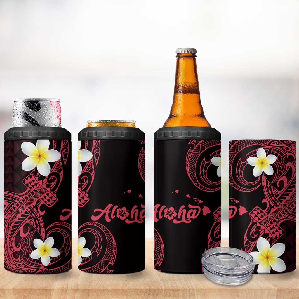 Aloha Hammerhead Shark 4 in 1 Can Cooler Tumbler Feverish Pink Hawaiian Kakau Tribal Tattoo LT9 - Polynesian Pride