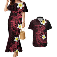 Aloha Hammerhead Shark Couples Matching Mermaid Dress and Hawaiian Shirt Feverish Pink Hawaiian Kakau Tribal Tattoo LT9 Pink - Polynesian Pride