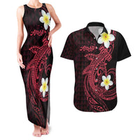 Aloha Hammerhead Shark Couples Matching Tank Maxi Dress and Hawaiian Shirt Feverish Pink Hawaiian Kakau Tribal Tattoo LT9 Pink - Polynesian Pride