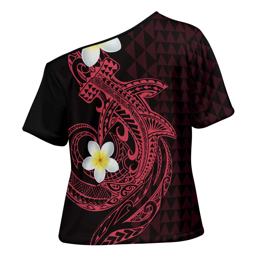 Aloha Hammerhead Shark Cross Shoulder Shirt Feverish Pink Hawaiian Kakau Tribal Tattoo LT9 - Polynesian Pride