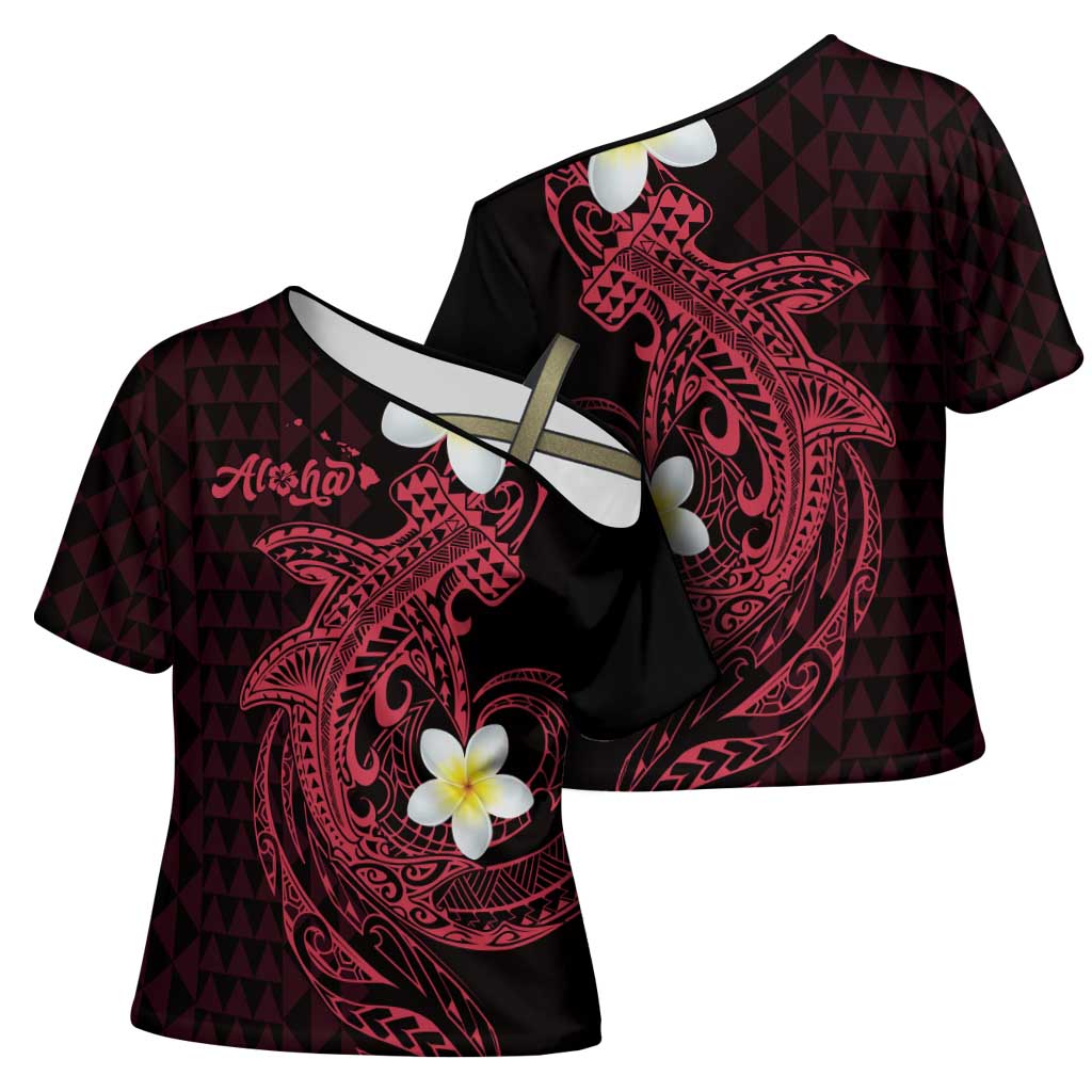 Aloha Hammerhead Shark Cross Shoulder Shirt Feverish Pink Hawaiian Kakau Tribal Tattoo LT9 - Polynesian Pride