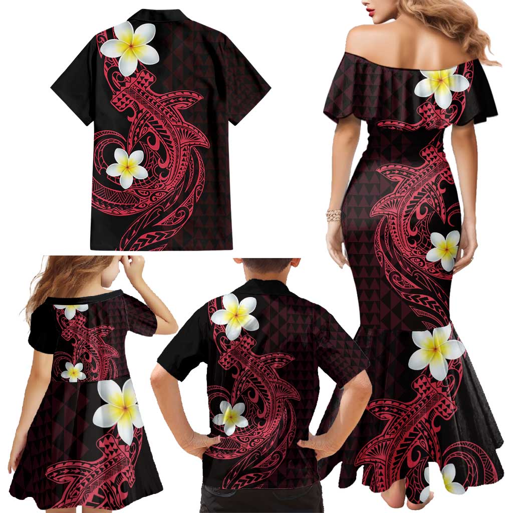 Aloha Hammerhead Shark Family Matching Mermaid Dress and Hawaiian Shirt Feverish Pink Hawaiian Kakau Tribal Tattoo LT9 - Polynesian Pride
