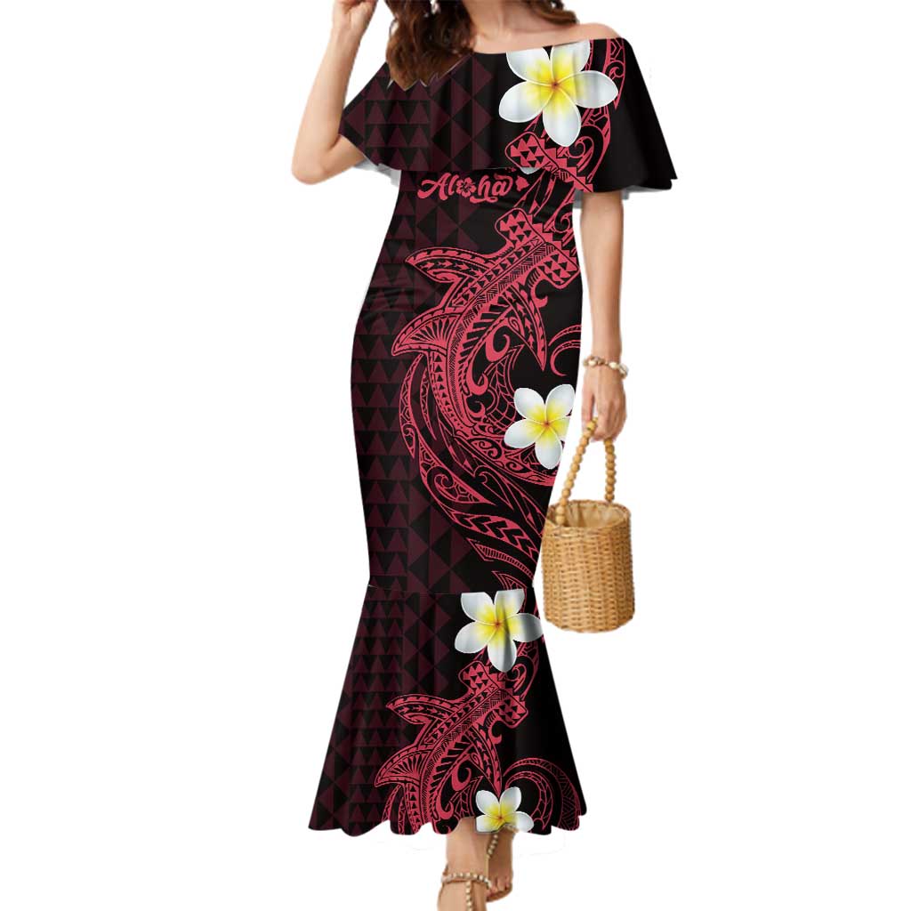 Aloha Hammerhead Shark Family Matching Mermaid Dress and Hawaiian Shirt Feverish Pink Hawaiian Kakau Tribal Tattoo LT9 Mom's Dress Pink - Polynesian Pride