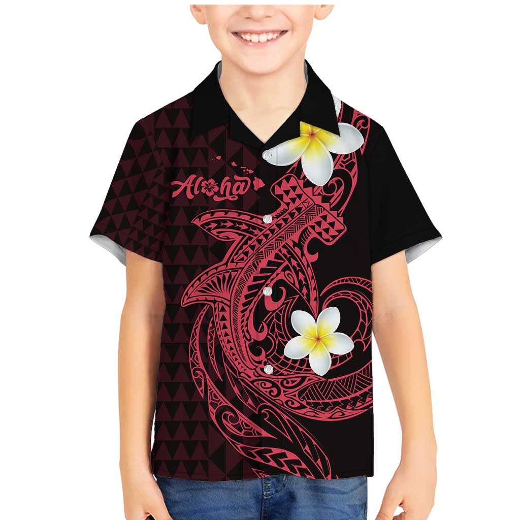Aloha Hammerhead Shark Family Matching Mermaid Dress and Hawaiian Shirt Feverish Pink Hawaiian Kakau Tribal Tattoo LT9 Son's Shirt Pink - Polynesian Pride