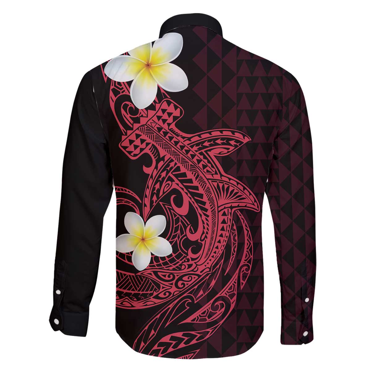 Aloha Hammerhead Shark Family Matching Off The Shoulder Long Sleeve Dress and Hawaiian Shirt Feverish Pink Hawaiian Kakau Tribal Tattoo LT9 - Polynesian Pride