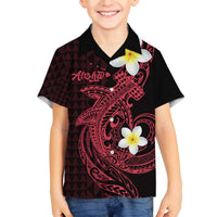 Aloha Hammerhead Shark Family Matching Off The Shoulder Long Sleeve Dress and Hawaiian Shirt Feverish Pink Hawaiian Kakau Tribal Tattoo LT9 Son's Shirt Pink - Polynesian Pride