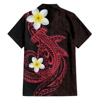 Aloha Hammerhead Shark Family Matching Off Shoulder Maxi Dress and Hawaiian Shirt Feverish Pink Hawaiian Kakau Tribal Tattoo LT9 - Polynesian Pride