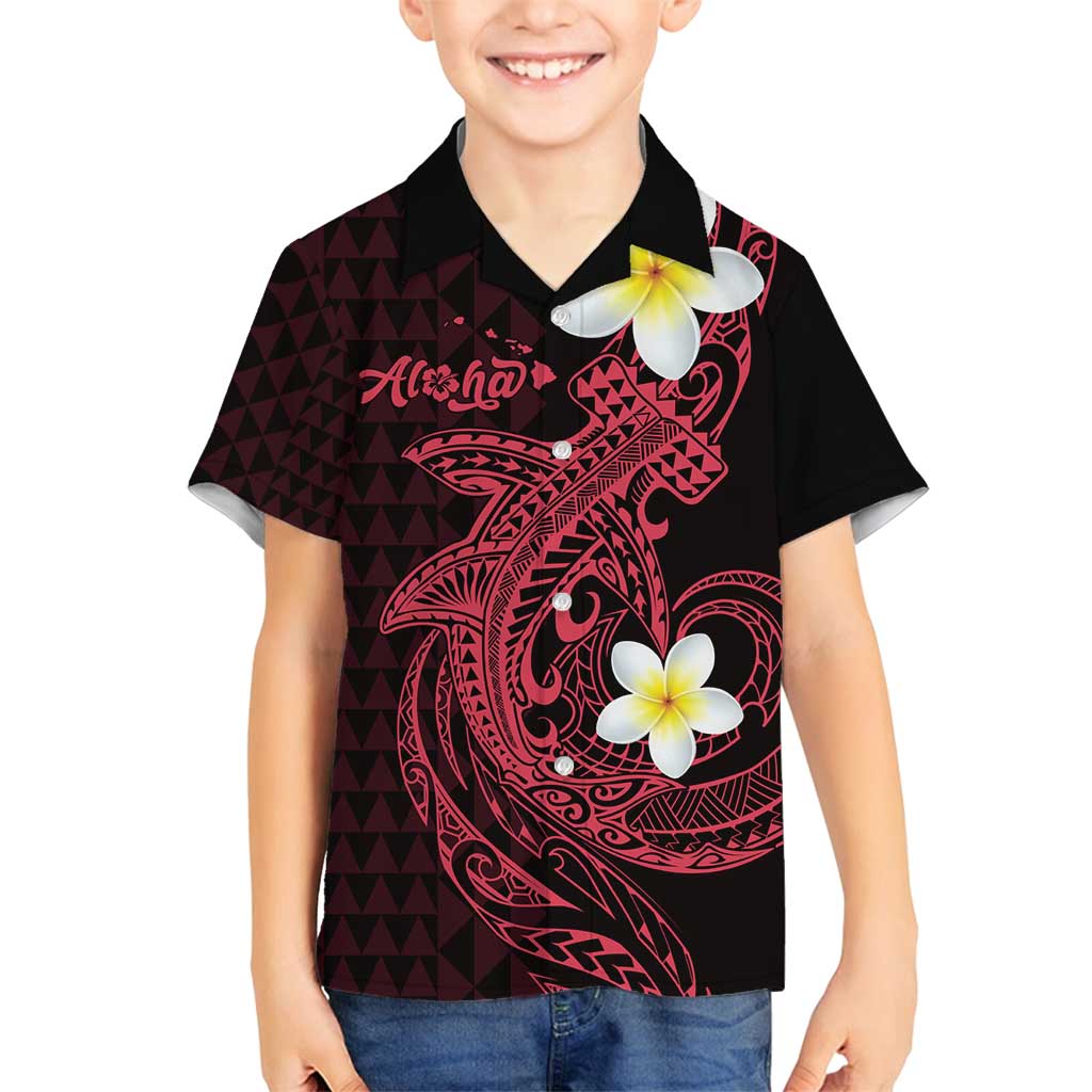Aloha Hammerhead Shark Family Matching Off Shoulder Maxi Dress and Hawaiian Shirt Feverish Pink Hawaiian Kakau Tribal Tattoo LT9 Son's Shirt Pink - Polynesian Pride