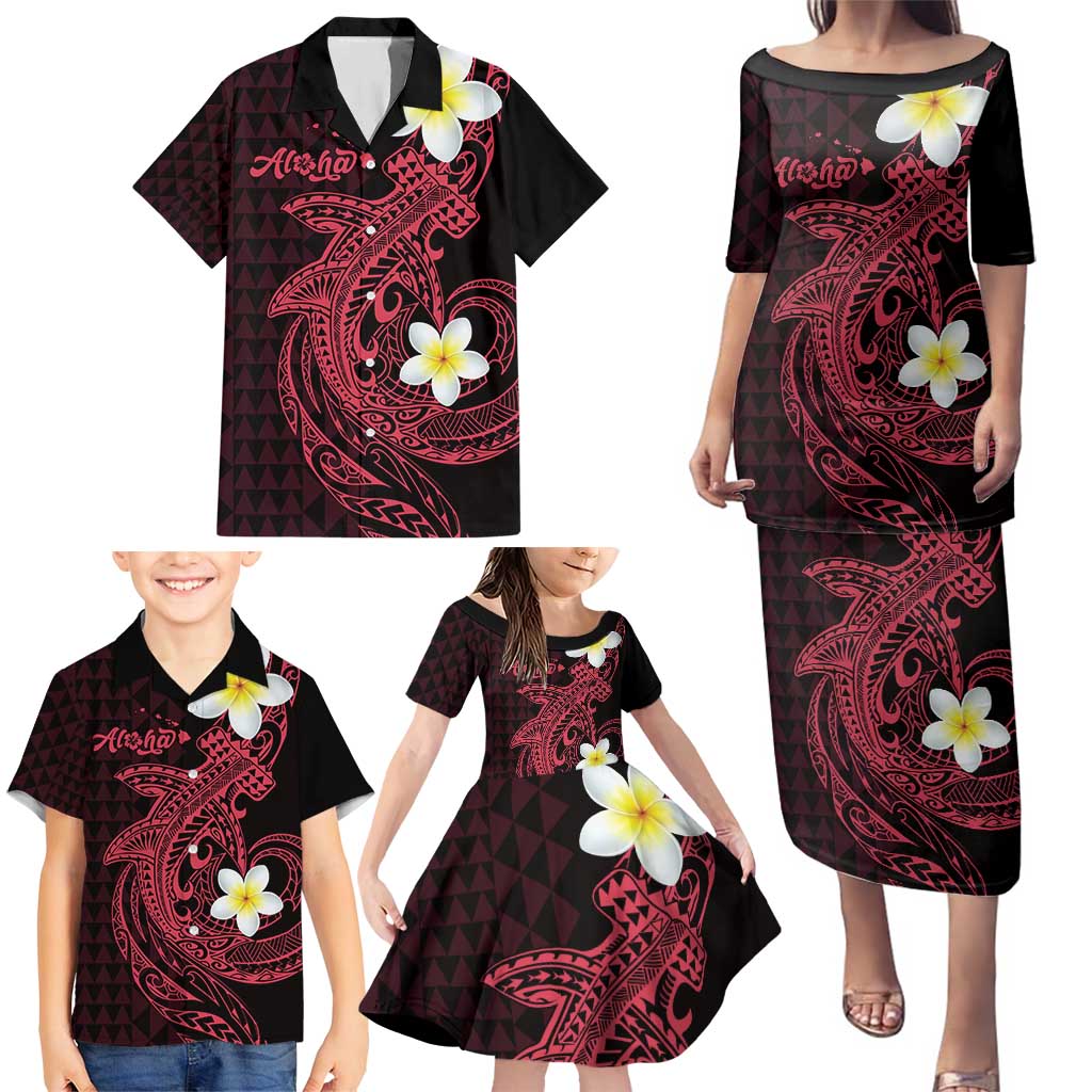 Aloha Hammerhead Shark Family Matching Puletasi and Hawaiian Shirt Feverish Pink Hawaiian Kakau Tribal Tattoo LT9 - Polynesian Pride