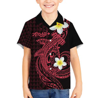 Aloha Hammerhead Shark Family Matching Puletasi and Hawaiian Shirt Feverish Pink Hawaiian Kakau Tribal Tattoo LT9 Son's Shirt Pink - Polynesian Pride