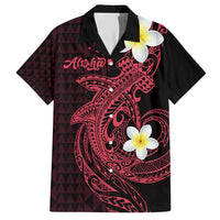 Aloha Hammerhead Shark Family Matching Short Sleeve Bodycon Dress and Hawaiian Shirt Feverish Pink Hawaiian Kakau Tribal Tattoo LT9 Dad's Shirt - Short Sleeve Pink - Polynesian Pride