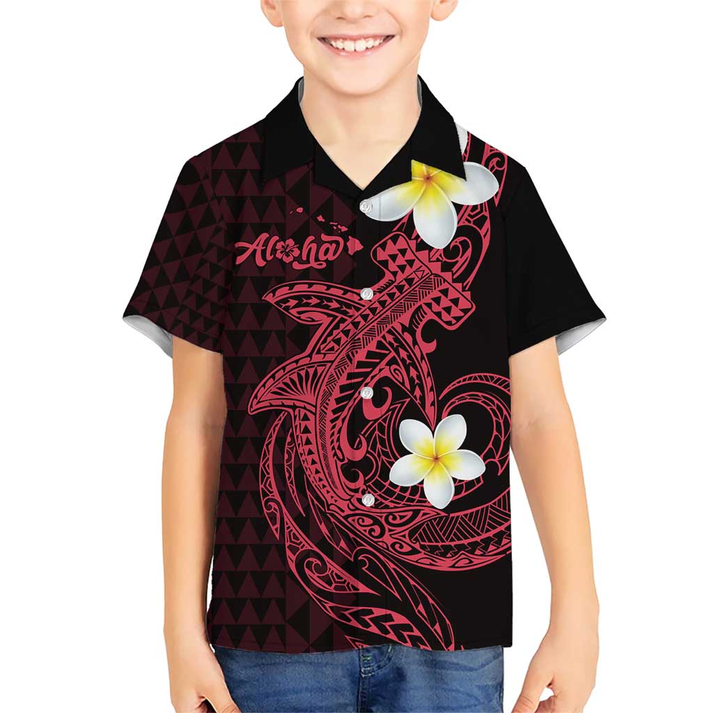 Aloha Hammerhead Shark Family Matching Short Sleeve Bodycon Dress and Hawaiian Shirt Feverish Pink Hawaiian Kakau Tribal Tattoo LT9 Son's Shirt Pink - Polynesian Pride