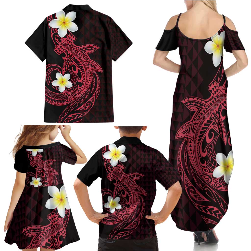 Aloha Hammerhead Shark Family Matching Summer Maxi Dress and Hawaiian Shirt Feverish Pink Hawaiian Kakau Tribal Tattoo LT9 - Polynesian Pride