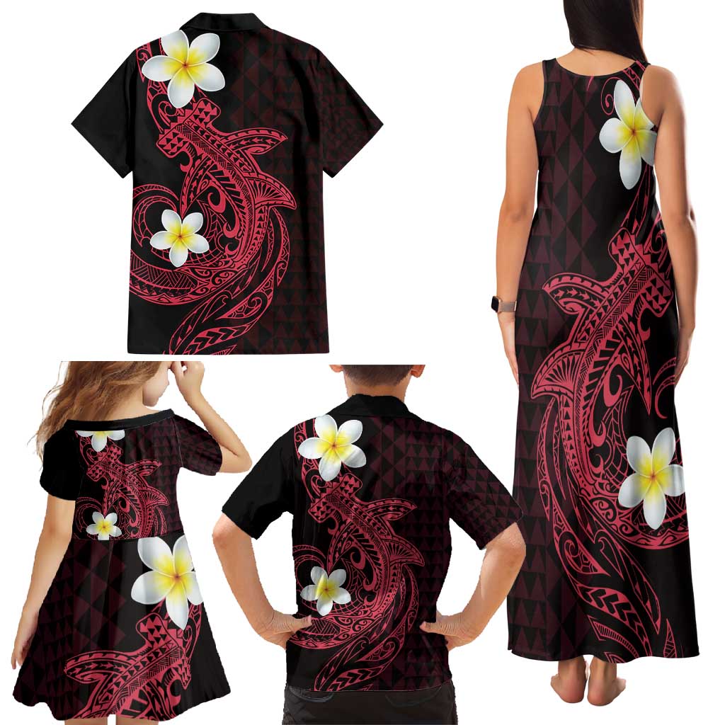 Aloha Hammerhead Shark Family Matching Tank Maxi Dress and Hawaiian Shirt Feverish Pink Hawaiian Kakau Tribal Tattoo LT9 - Polynesian Pride