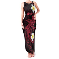 Aloha Hammerhead Shark Family Matching Tank Maxi Dress and Hawaiian Shirt Feverish Pink Hawaiian Kakau Tribal Tattoo LT9 Mom's Dress Pink - Polynesian Pride
