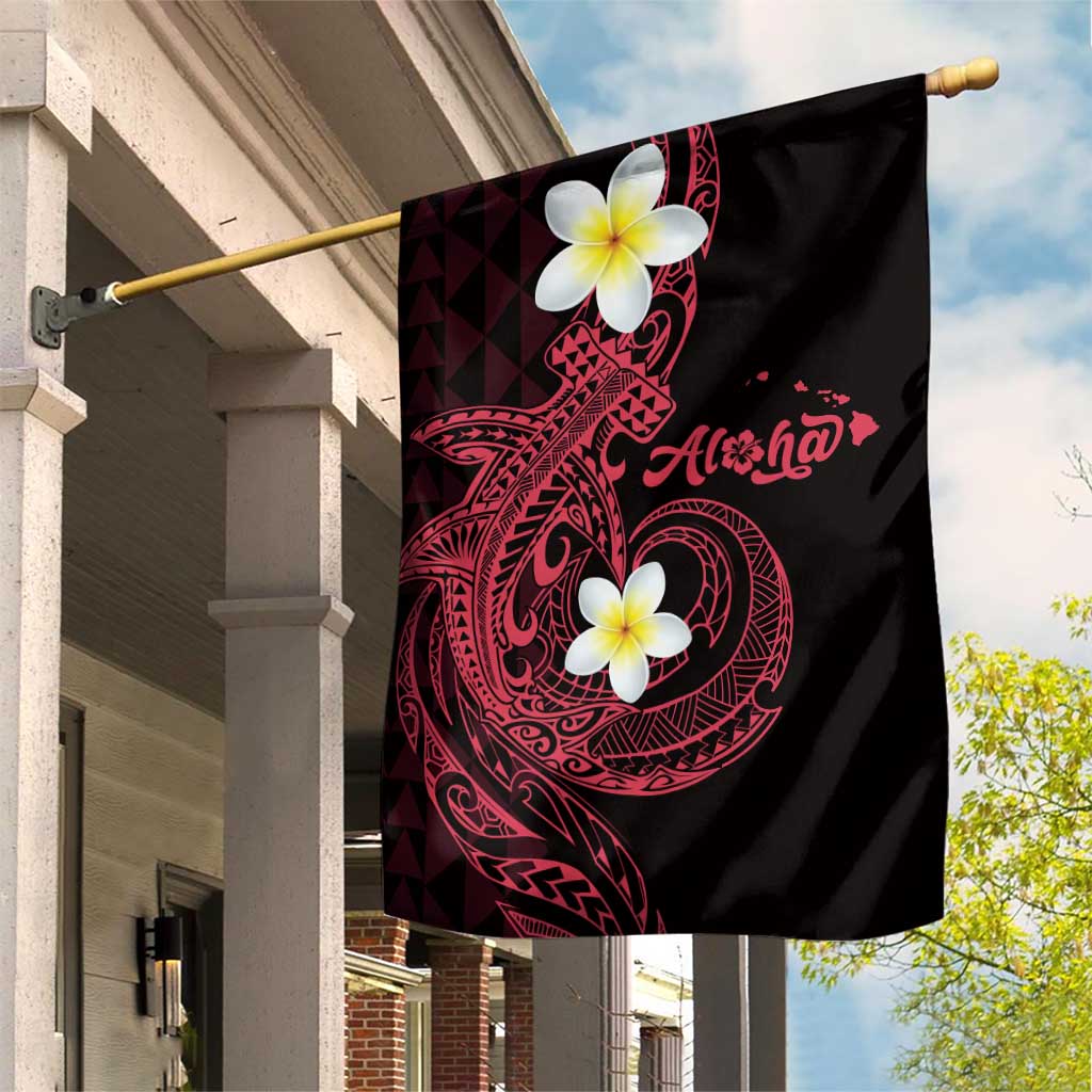 Aloha Hammerhead Shark Garden Flag Feverish Pink Hawaiian Kakau Tribal Tattoo LT9 House Flag Pink - Polynesian Pride