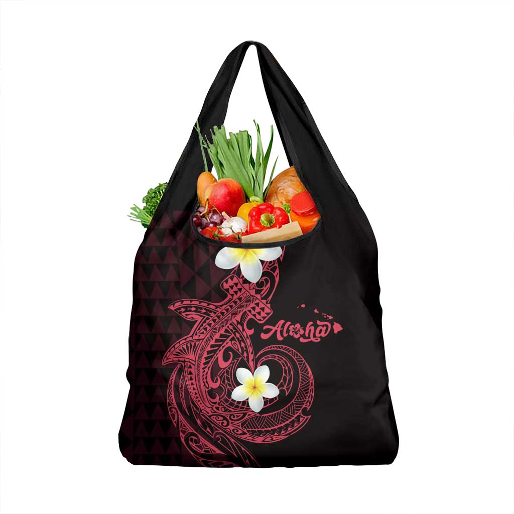 Aloha Hammerhead Shark Grocery Bag Feverish Pink Hawaiian Kakau Tribal Tattoo LT9 1-pack One Size Pink - Polynesian Pride