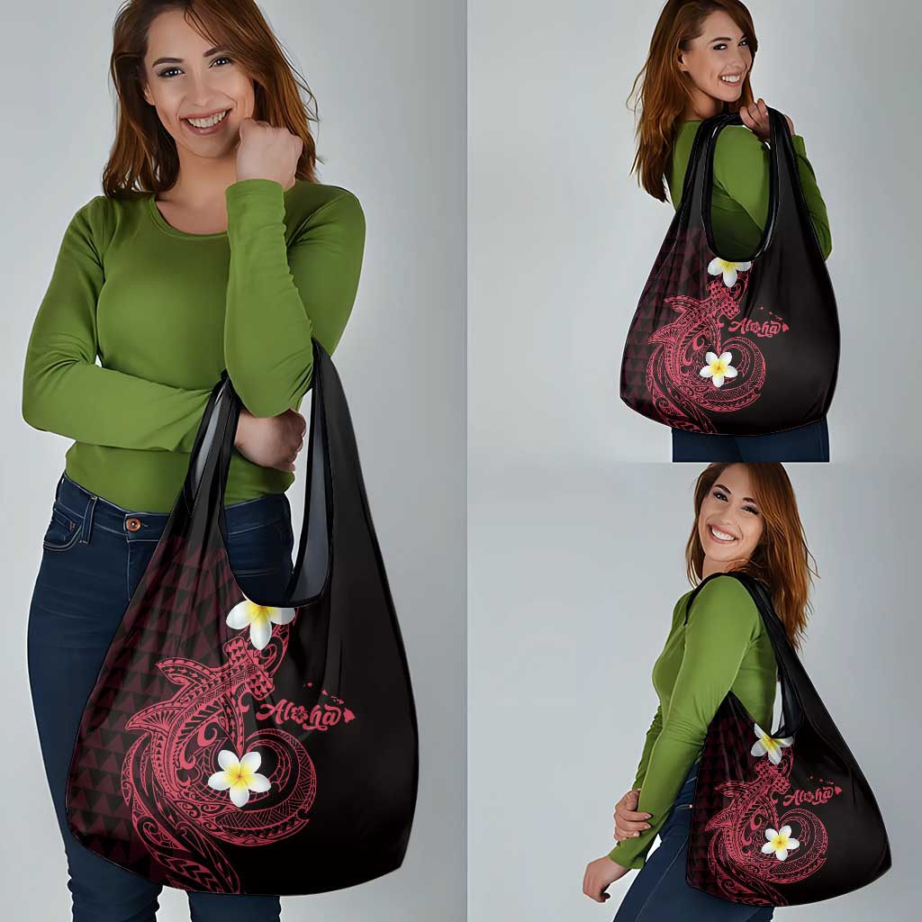 Aloha Hammerhead Shark Grocery Bag Feverish Pink Hawaiian Kakau Tribal Tattoo LT9 - Polynesian Pride