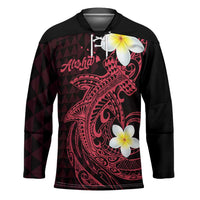 Aloha Hammerhead Shark Hockey Jersey Feverish Pink Hawaiian Kakau Tribal Tattoo LT9 Unisex Pink - Polynesian Pride