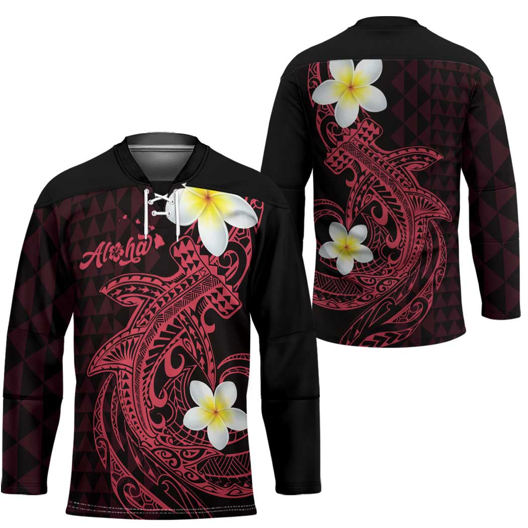 Aloha Hammerhead Shark Hockey Jersey Feverish Pink Hawaiian Kakau Tribal Tattoo LT9 - Polynesian Pride