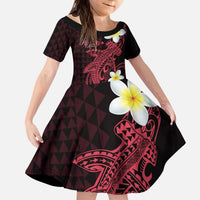 Aloha Hammerhead Shark Kid Short Sleeve Dress Feverish Pink Hawaiian Kakau Tribal Tattoo LT9 KID Pink - Polynesian Pride