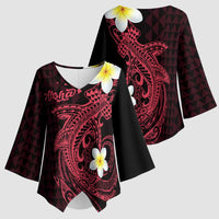 Aloha Hammerhead Shark Kimono Sleeve Blouse Feverish Pink Hawaiian Kakau Tribal Tattoo LT9 - Polynesian Pride