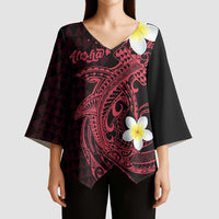 Aloha Hammerhead Shark Kimono Sleeve Blouse Feverish Pink Hawaiian Kakau Tribal Tattoo LT9 - Polynesian Pride