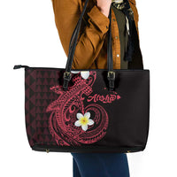 Aloha Hammerhead Shark Leather Tote Bag Feverish Pink Hawaiian Kakau Tribal Tattoo LT9 - Polynesian Pride
