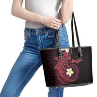 Aloha Hammerhead Shark Leather Tote Bag Feverish Pink Hawaiian Kakau Tribal Tattoo LT9 - Polynesian Pride
