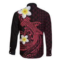 Aloha Hammerhead Shark Long Sleeve Button Shirt Feverish Pink Hawaiian Kakau Tribal Tattoo LT9 - Polynesian Pride