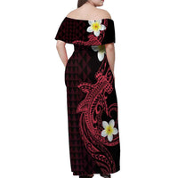 Aloha Hammerhead Shark Off Shoulder Maxi Dress Feverish Pink Hawaiian Kakau Tribal Tattoo LT9 - Polynesian Pride