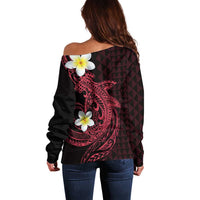 Aloha Hammerhead Shark Off Shoulder Sweater Feverish Pink Hawaiian Kakau Tribal Tattoo LT9 - Polynesian Pride
