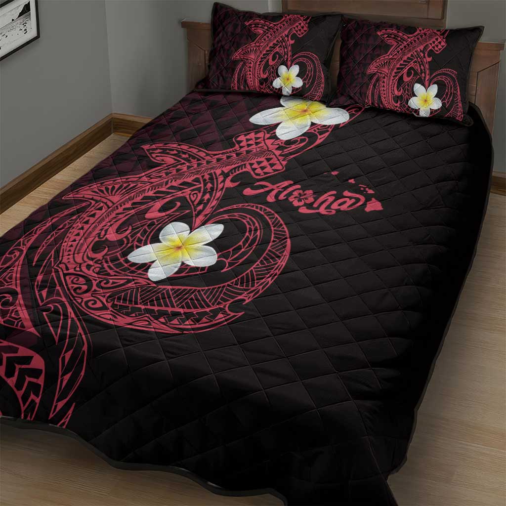 Aloha Hammerhead Shark Quilt Bed Set Feverish Pink Hawaiian Kakau Tribal Tattoo LT9 - Polynesian Pride