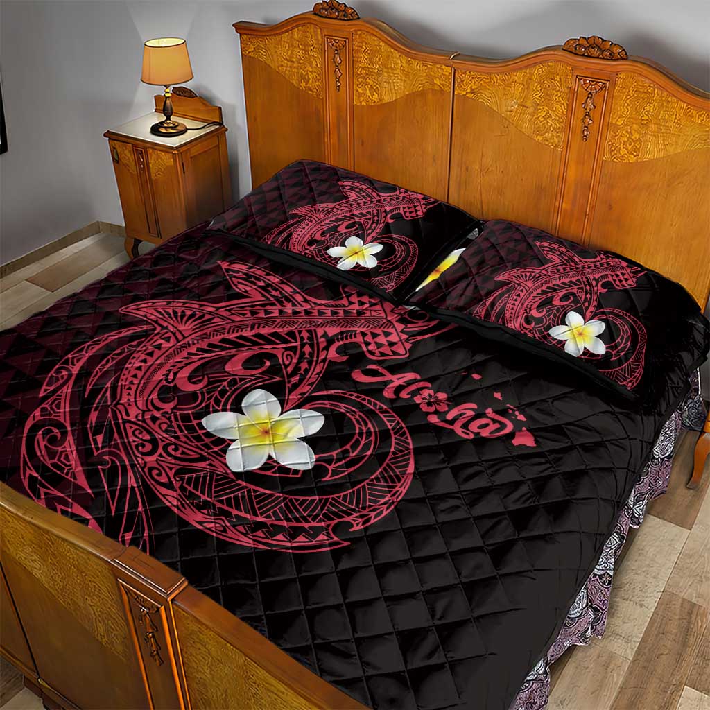 Aloha Hammerhead Shark Quilt Bed Set Feverish Pink Hawaiian Kakau Tribal Tattoo LT9 - Polynesian Pride