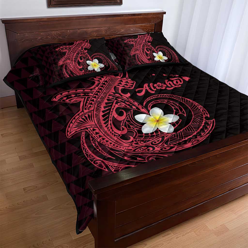 Aloha Hammerhead Shark Quilt Bed Set Feverish Pink Hawaiian Kakau Tribal Tattoo LT9 - Polynesian Pride