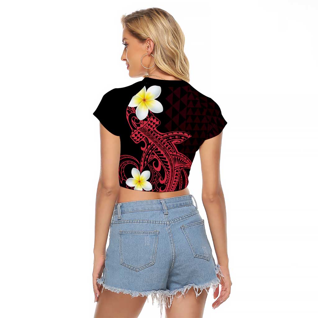 Aloha Hammerhead Shark Raglan Cropped T Shirt Feverish Pink Hawaiian Kakau Tribal Tattoo LT9 - Polynesian Pride