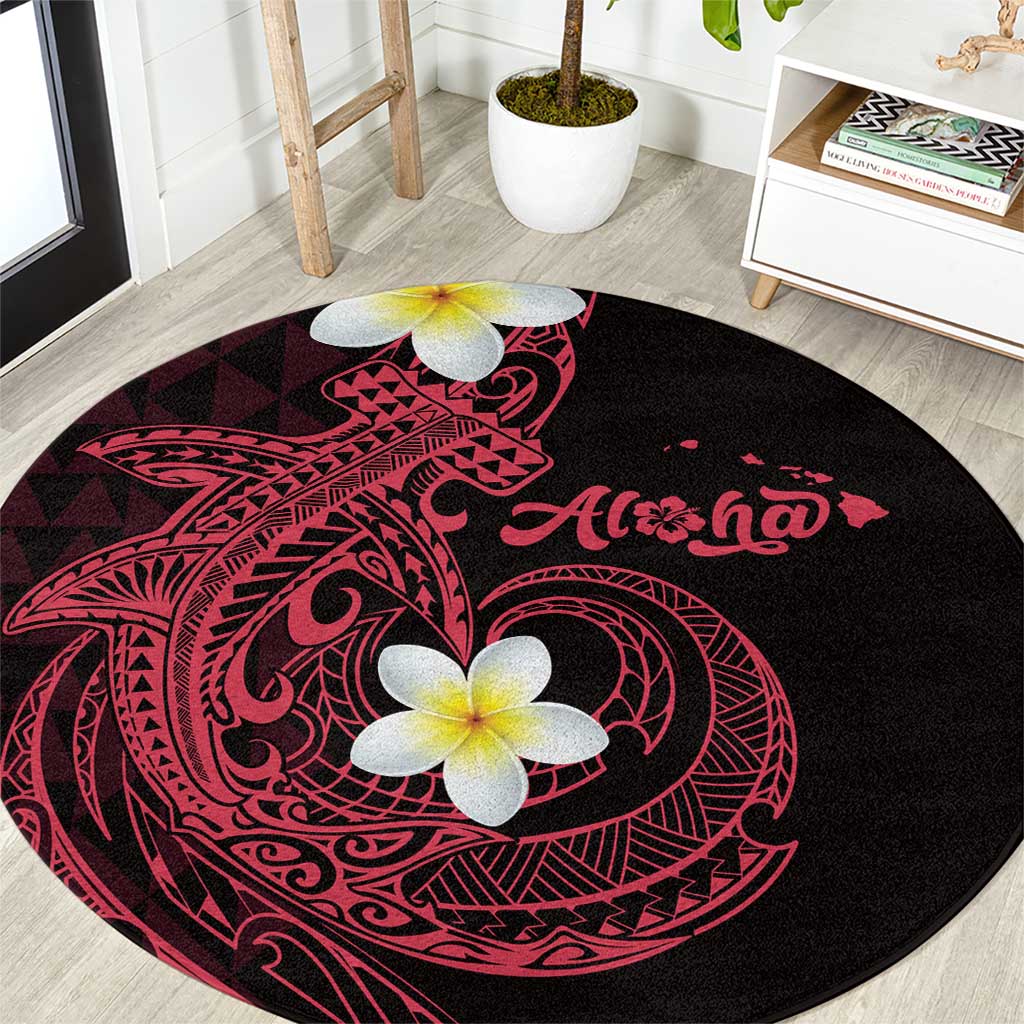 Aloha Hammerhead Shark Round Carpet Feverish Pink Hawaiian Kakau Tribal Tattoo LT9 Pink - Polynesian Pride