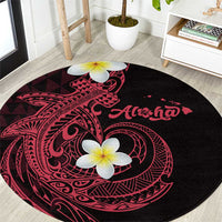 Aloha Hammerhead Shark Round Carpet Feverish Pink Hawaiian Kakau Tribal Tattoo LT9 Pink - Polynesian Pride