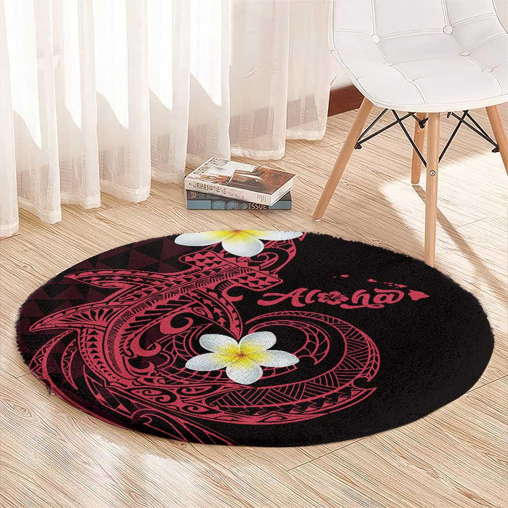Aloha Hammerhead Shark Round Carpet Feverish Pink Hawaiian Kakau Tribal Tattoo LT9 - Polynesian Pride
