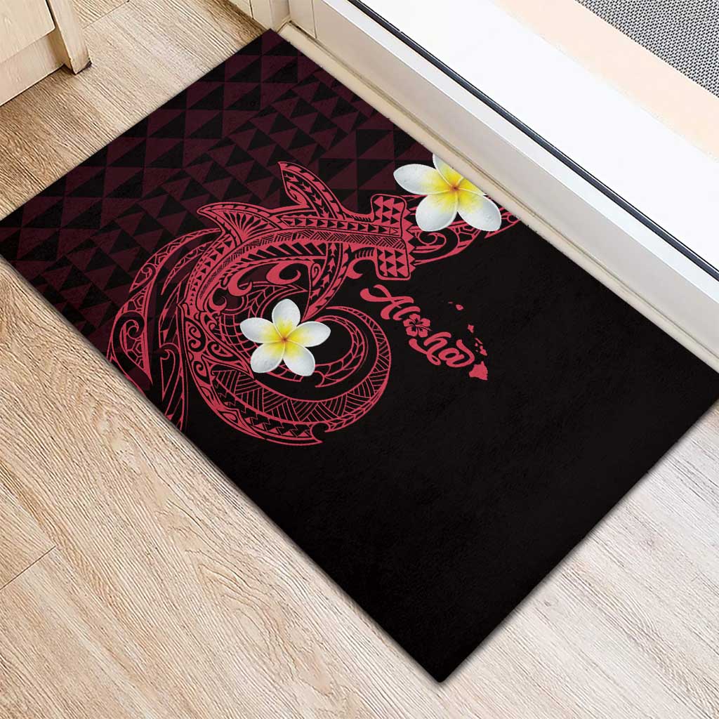 Aloha Hammerhead Shark Rubber Doormat Feverish Pink Hawaiian Kakau Tribal Tattoo LT9 - Polynesian Pride