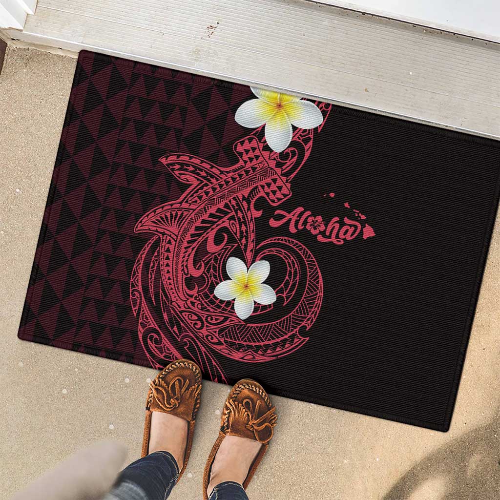 Aloha Hammerhead Shark Rubber Doormat Feverish Pink Hawaiian Kakau Tribal Tattoo LT9 - Polynesian Pride