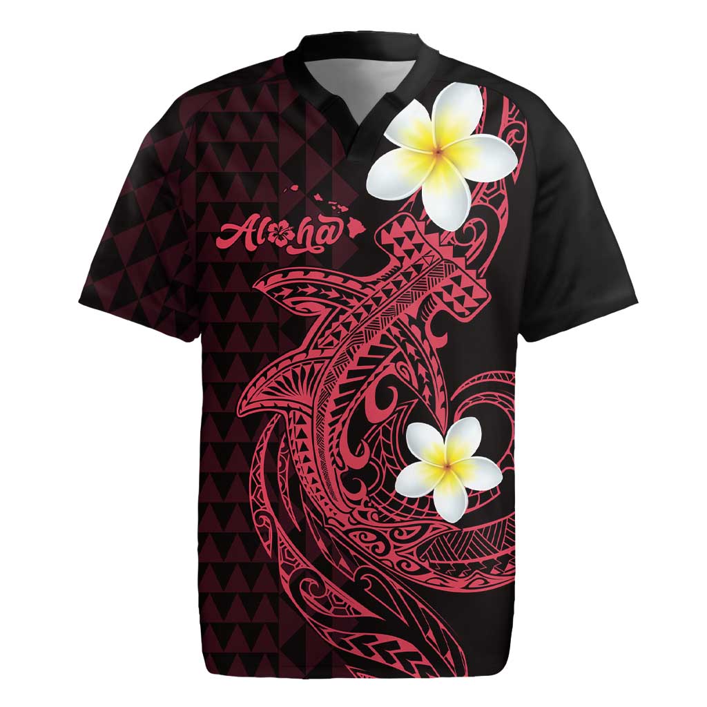 Aloha Hammerhead Shark Rugby Jersey Feverish Pink Hawaiian Kakau Tribal Tattoo LT9 Pink - Polynesian Pride