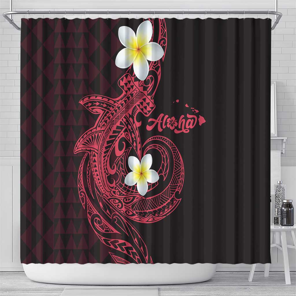 Aloha Hammerhead Shark Shower Curtain Feverish Pink Hawaiian Kakau Tribal Tattoo LT9 - Polynesian Pride