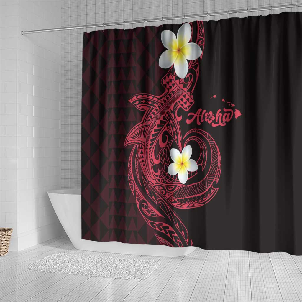 Aloha Hammerhead Shark Shower Curtain Feverish Pink Hawaiian Kakau Tribal Tattoo LT9 - Polynesian Pride