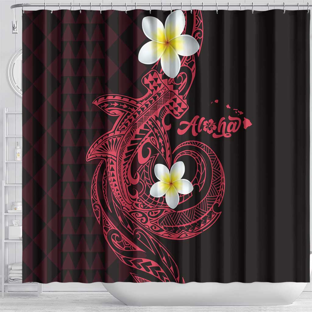 Aloha Hammerhead Shark Shower Curtain Feverish Pink Hawaiian Kakau Tribal Tattoo LT9 - Polynesian Pride